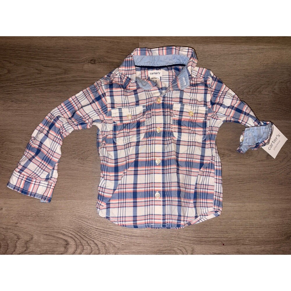 Carters‎ plaid button up shirt Easter 18 months NWT boys